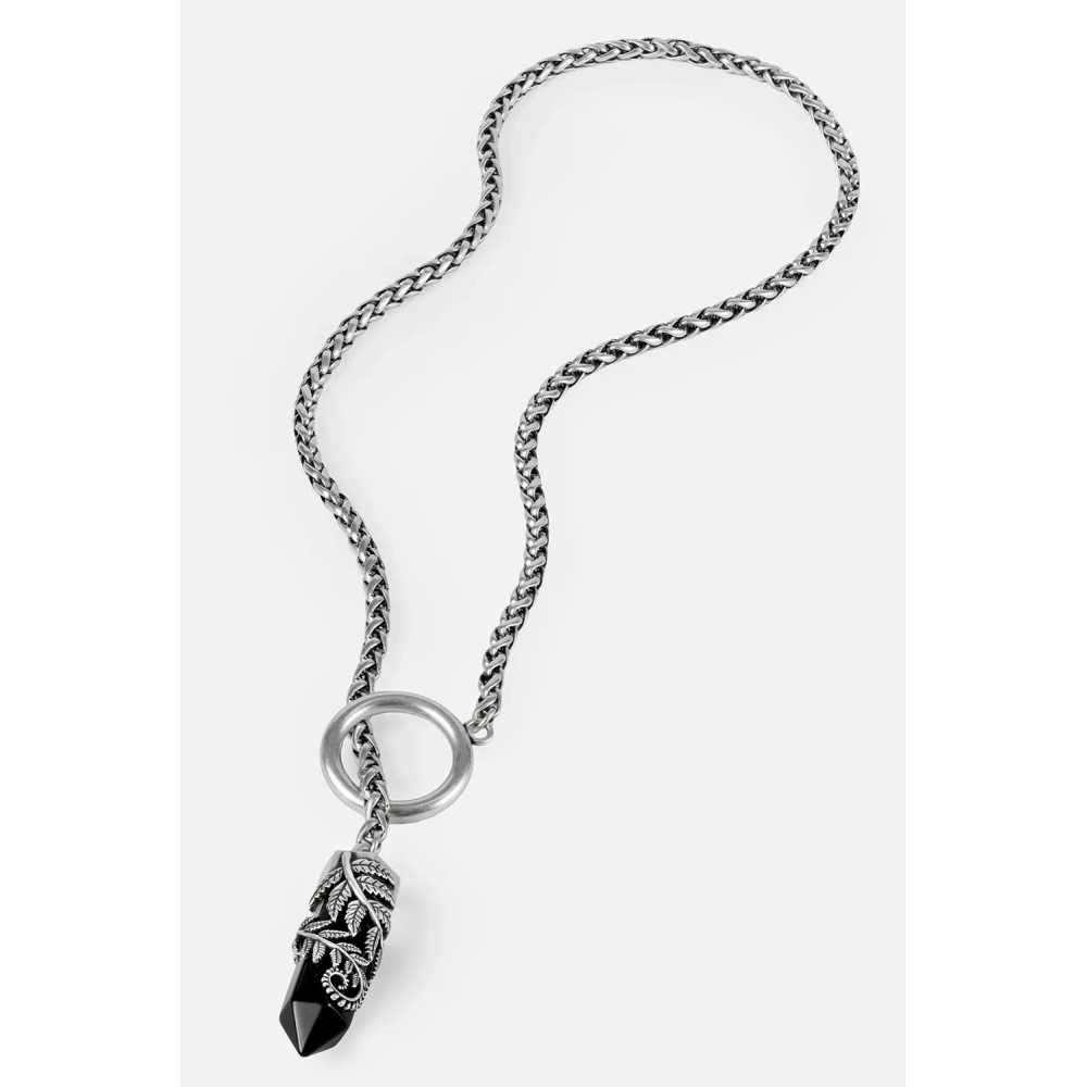 Restyle - Crystal Fern ORing Necklace - Silver coloured/Black